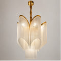 White glass petal-fringe chandelier