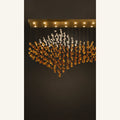 Amber and clear crystal wave linear chandelier