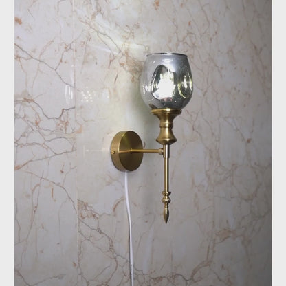 B&B Antique Gold Wall Sconce with Smoked Glass Globe Shade