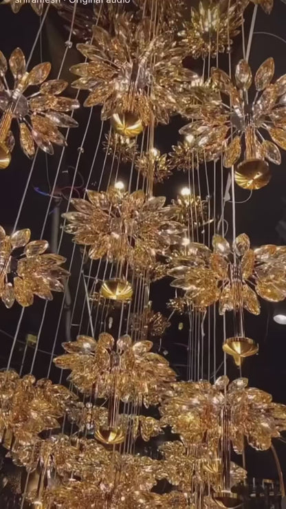 Sunburst Crystal Dining Chandelier – French Gold & K9 Crystals