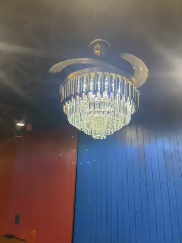 Black Mamba Crystal Fan Chandelier – Luxe Fan with Retractable Blades