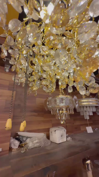 Nature's Willow Crystal Branch Chandelier – Luxury Gold & LED