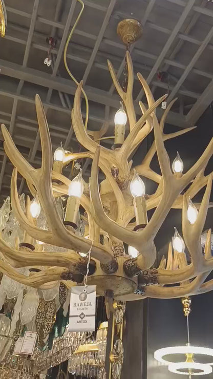 Rustic Antler Chandelier – Faux Antlers & Candle‑Style Light