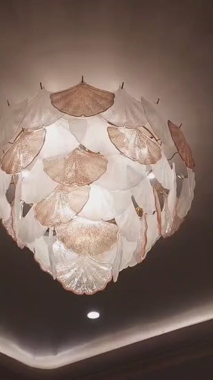 Actual Product Video – Smooth customer-home view of Golden Leaf Petal Chandelier