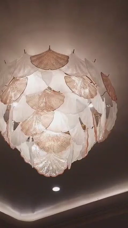 Actual Product Video – Smooth customer-home view of Golden Leaf Petal Chandelier