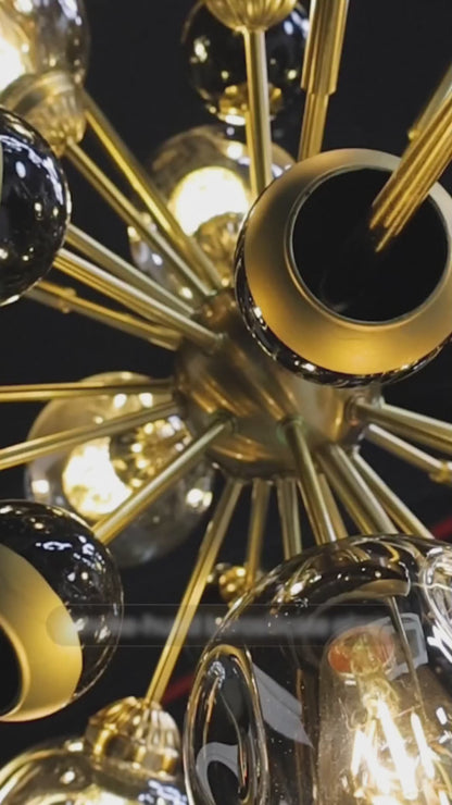 Depth of Love Glass Chandelier – 10‑Light Golden Glow