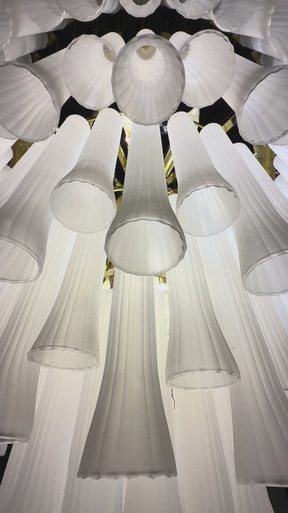 Aurelia Cascade Luxury Waterfall Chandelier – Frosted Glass & Gold