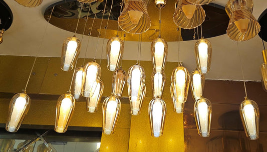Gold Amber Twenty-Light Capsule Cluster Pendant — original product image