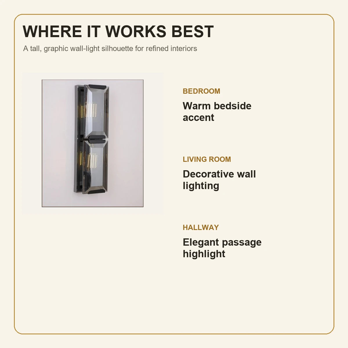 Twin-tier rectangular wall sconce room-use guide