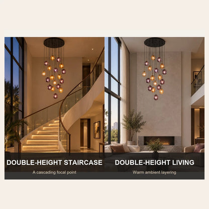Glass globe cascade chandelier room-use guide