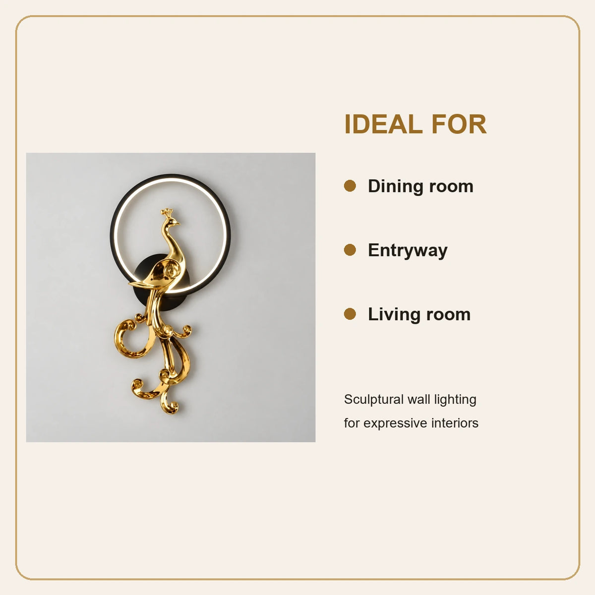 Peacock ring wall sculpture room-use guide