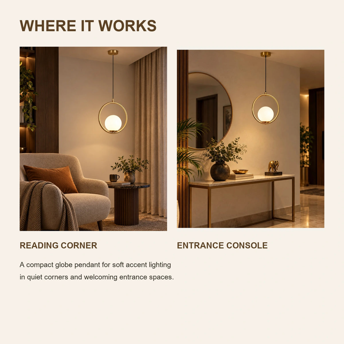 Orbital globe pendant room-use guide