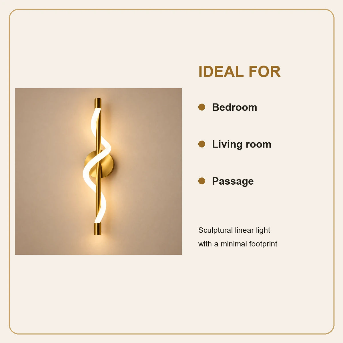 Twisted ribbon linear wall light room-use guide