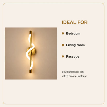 Twisted ribbon linear wall light room-use guide