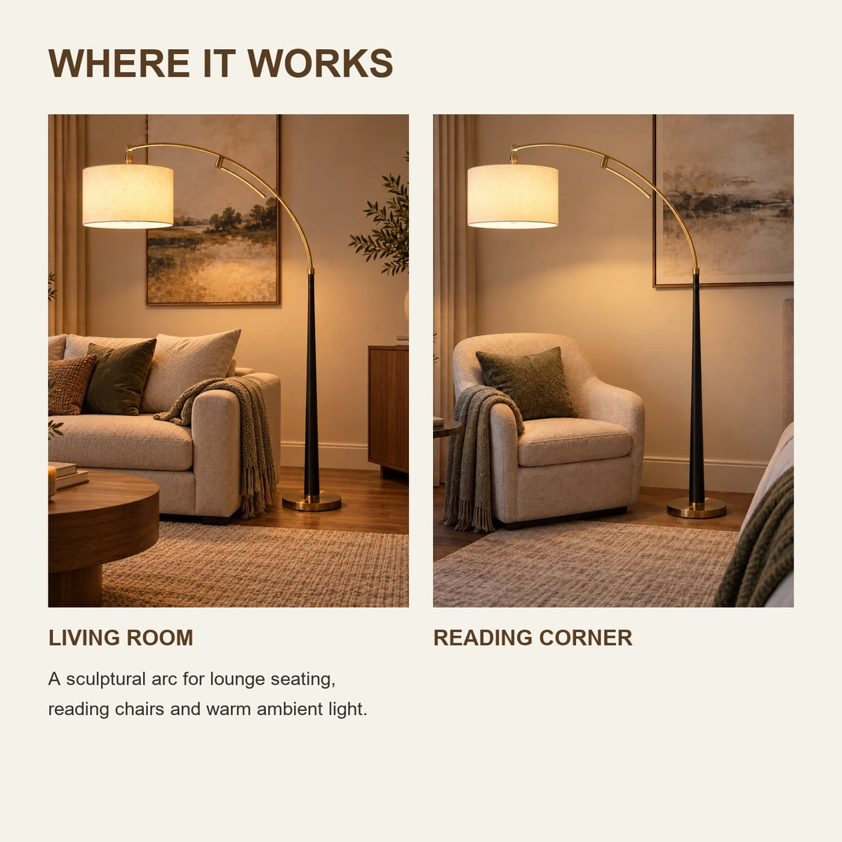 Arc floor lamp room-use guide