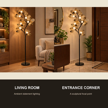 Branching globe floor lamp room-use guide