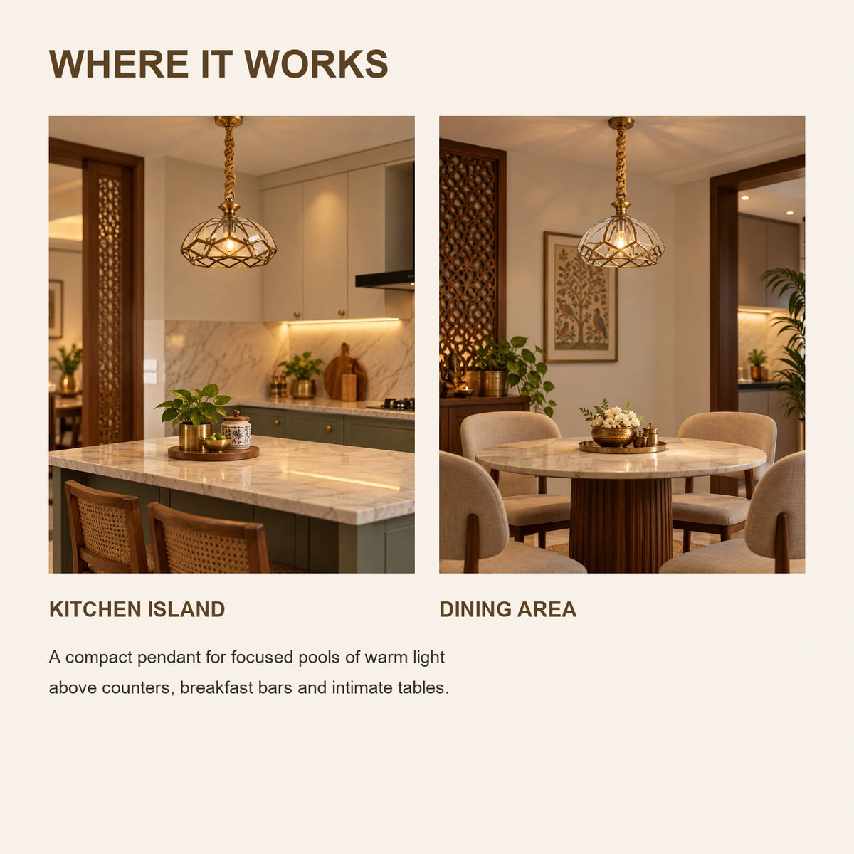 Faceted cage pendant room-use guide