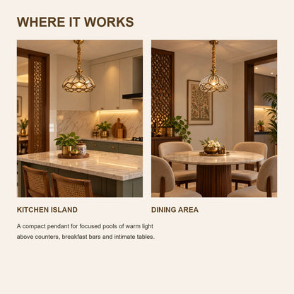 Faceted cage pendant room-use guide