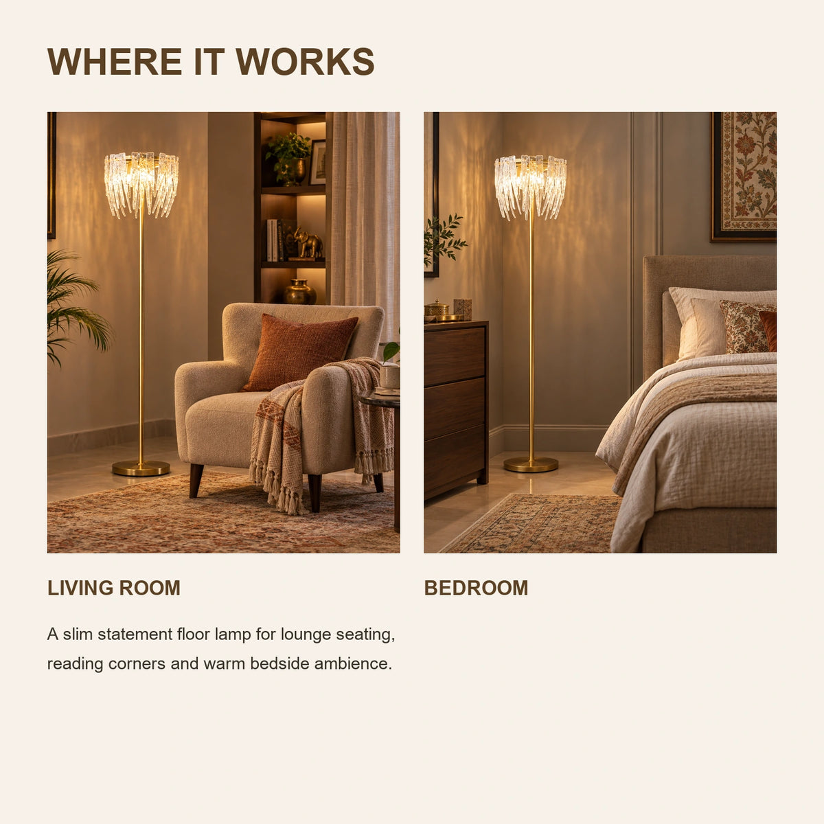 Ribbed-glass fringe floor lamp room-use guide