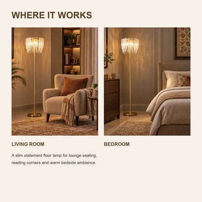 Ribbed-glass fringe floor lamp room-use guide