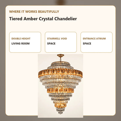 Tiered Amber Crystal Chandelier room-use guide