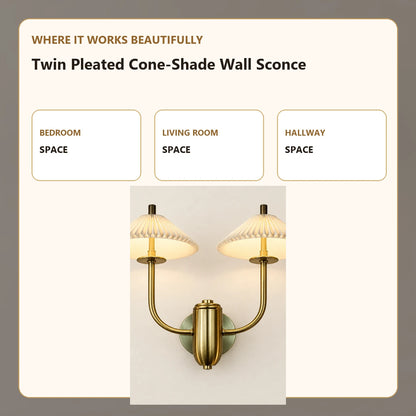 Twin Pleated Cone-Shade Wall Sconce room-use guide