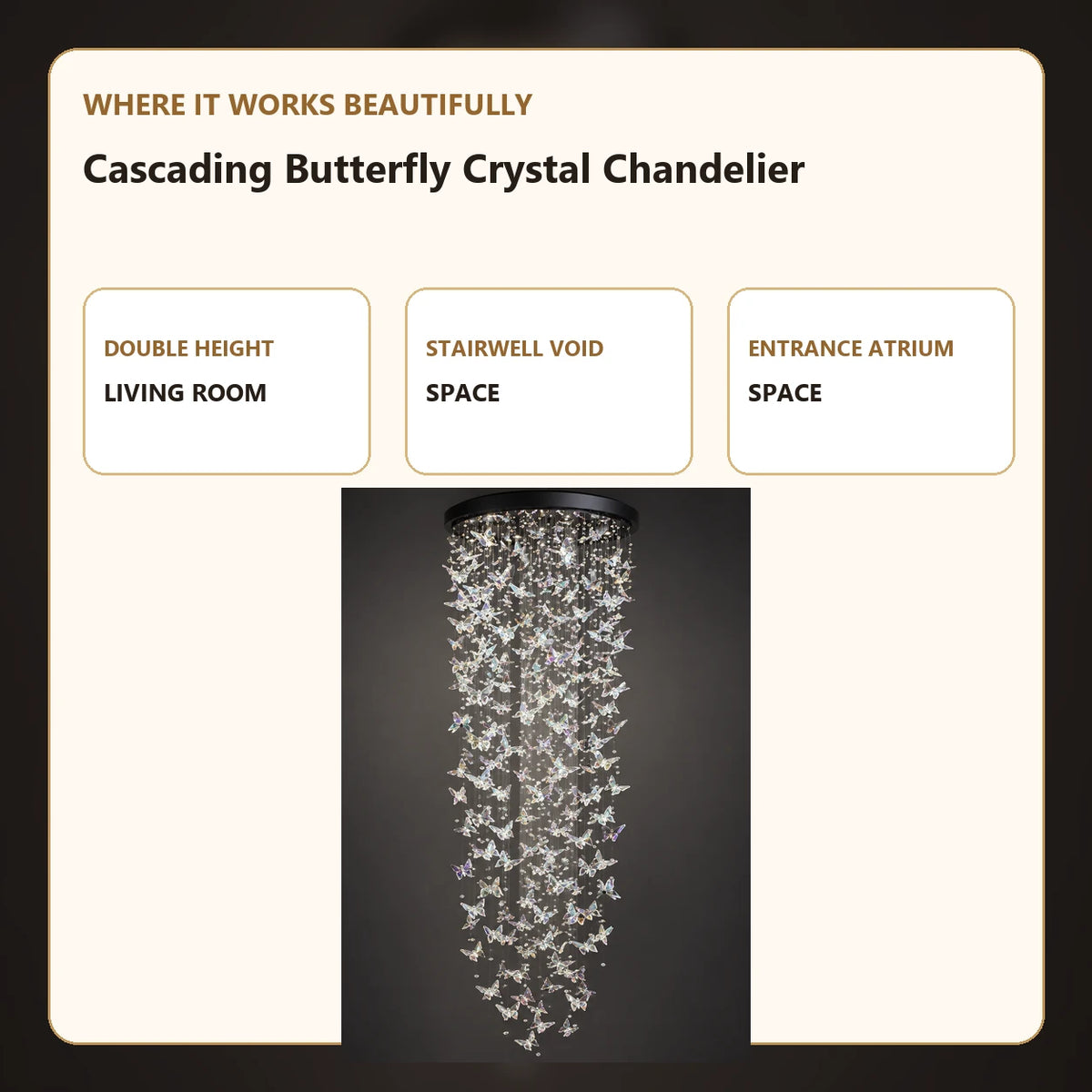 Cascading Butterfly Crystal Chandelier room-use guide