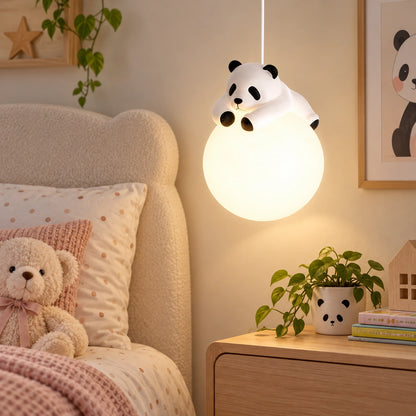Panda Hug Globe Pendant in a child's bedroom