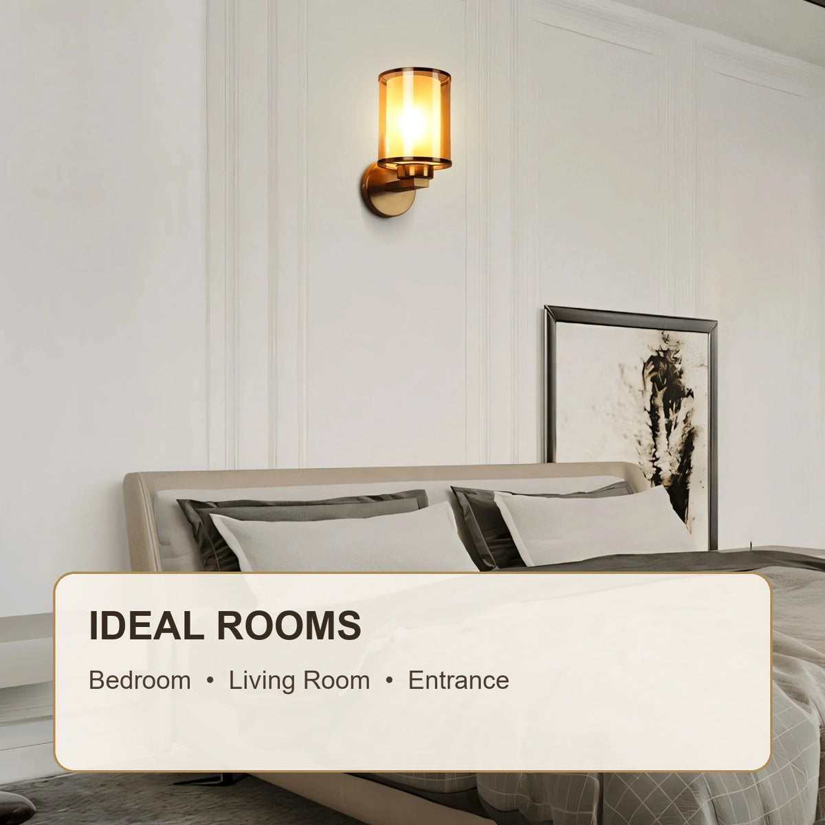 Cylindrical glass wall sconce room-use guide for bedroom, living room and entrance