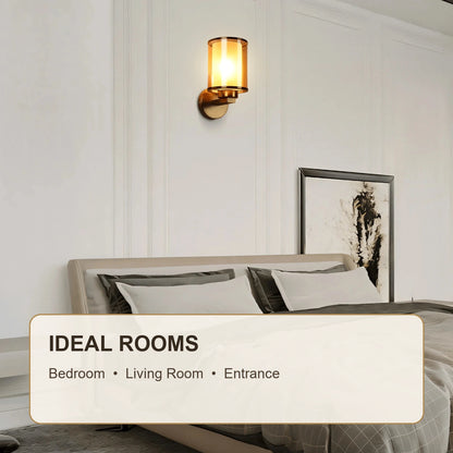 Cylindrical glass wall sconce room-use guide for bedroom, living room and entrance