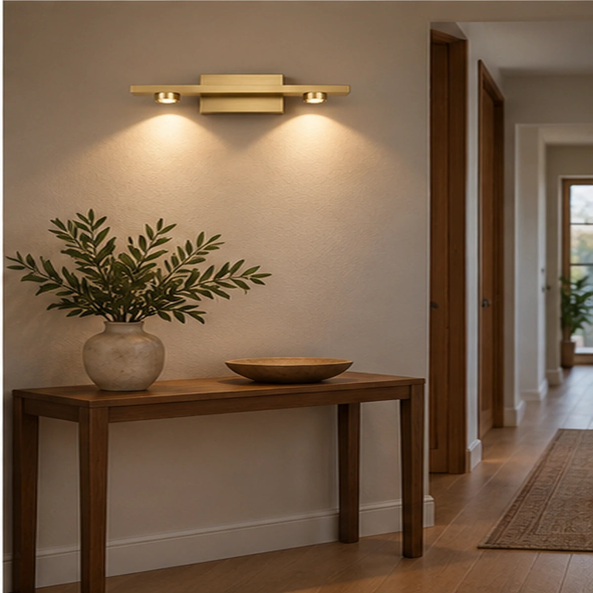 Two-light accent bar in a gallery wall setting
