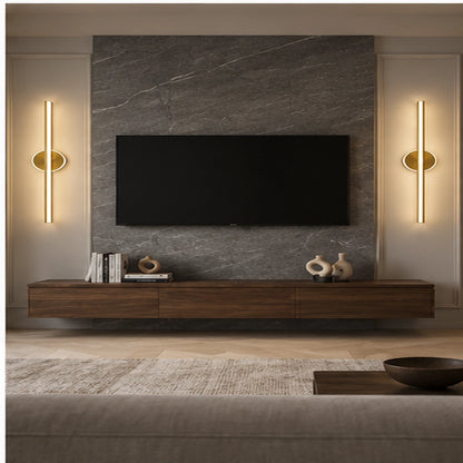 Geometric linear wall light in a gallery wall setting