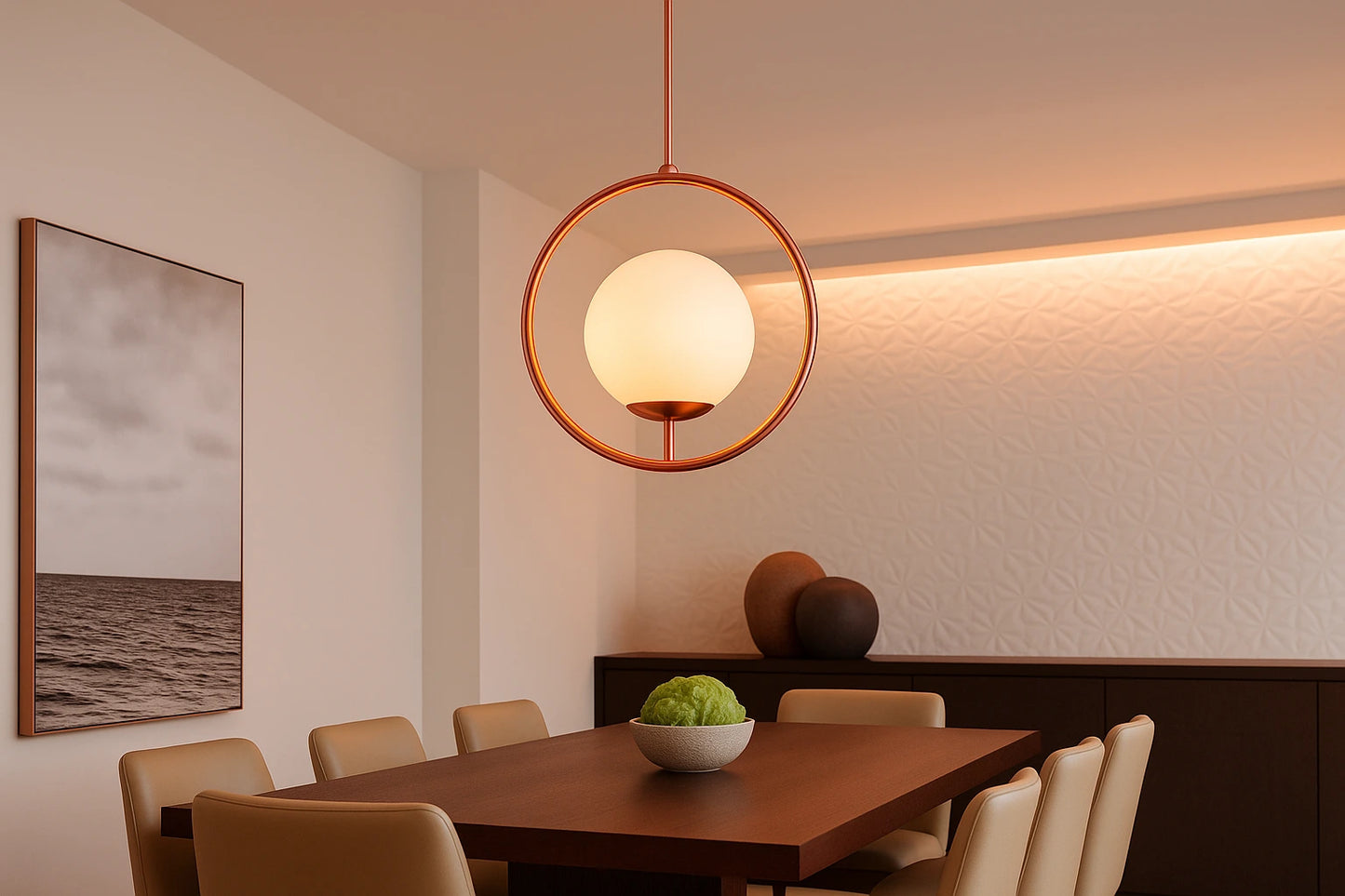 B&B Spherical Metal & Glass Hanging Light
