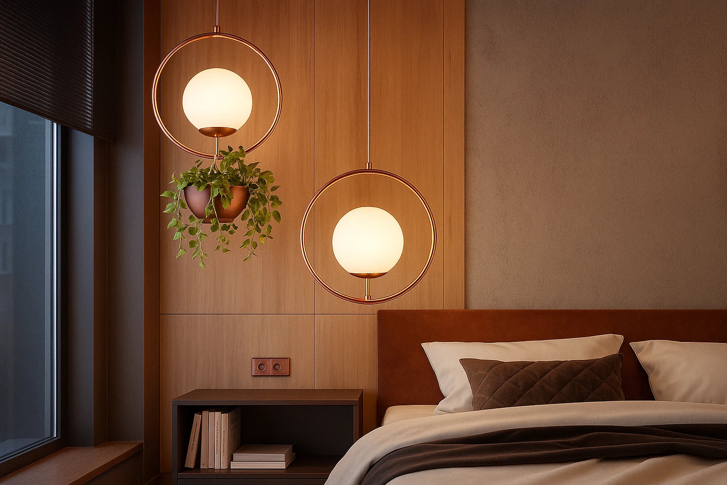 B&B Spherical Metal & Glass Hanging Light