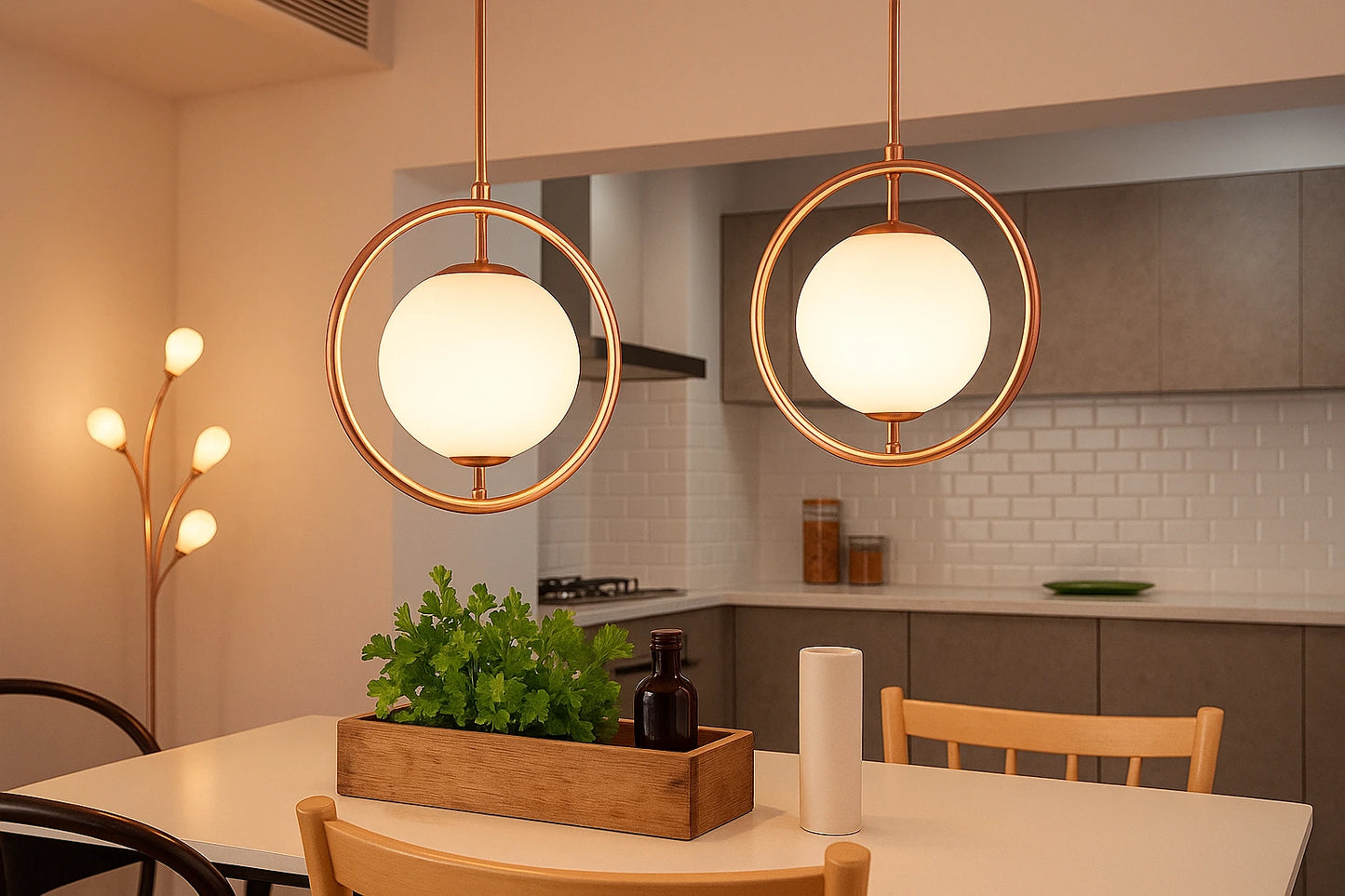 B&B Spherical Metal & Glass Hanging Light