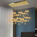 18-light crystal flower chandelier installed room view
