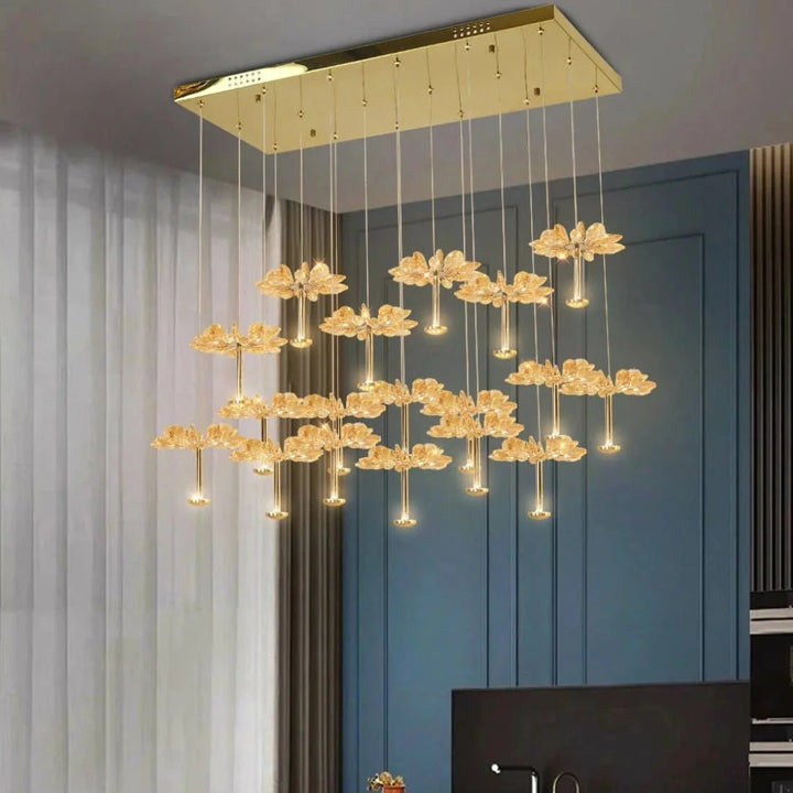 Sunburst Crystal Dining Chandelier – French Gold & K9 Crystals