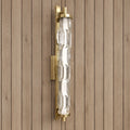 Sculpted clear-glass and gold vertical wall light
