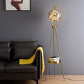 Original supplier illustration of SI-F07 patterned globe tripod floor lamp with round rimmed tray; room scale unverified
