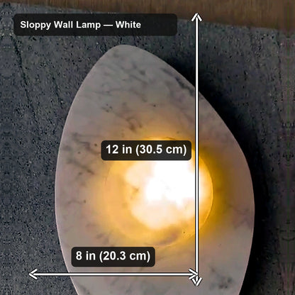 Sloppy Marble Wall Lamp - Sloppy Wall Lamp — White - verified dimensions marked on real product image