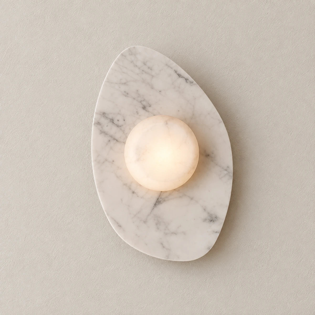 Sloppy Marble Wall Lamp, White / White Stone, generated full product hero based on real product video