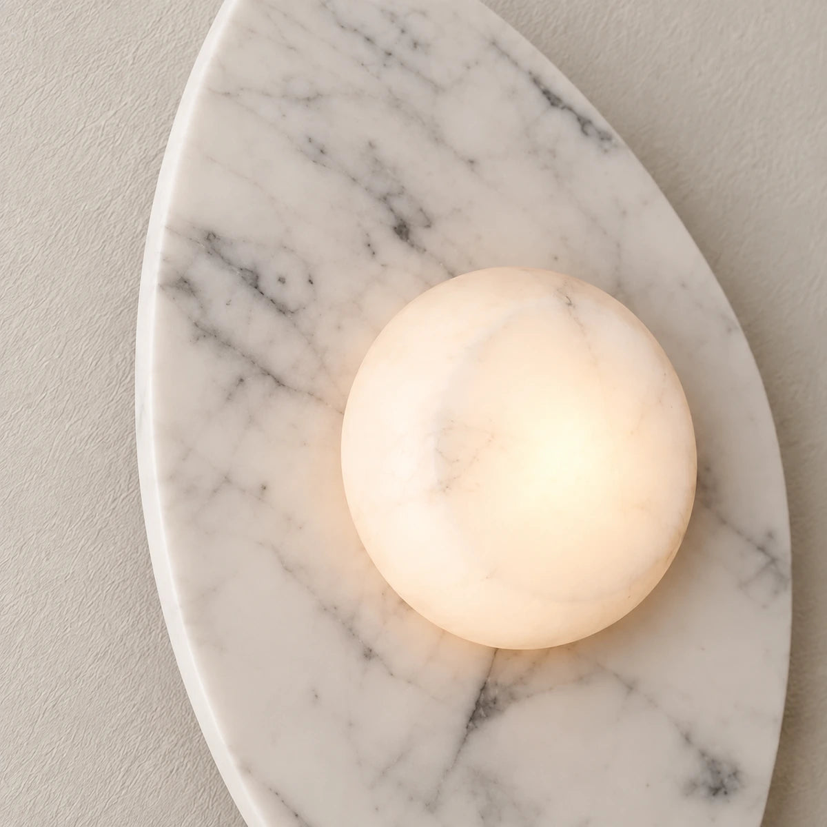 Sloppy Marble Wall Lamp, White / White Stone, generated stone material detail based on real product video