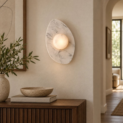 Sloppy Marble Wall Lamp, White / White Stone, generated styled room scene based on real product video