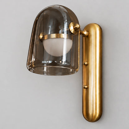 Smoked glass and brushed-gold capsule wall light