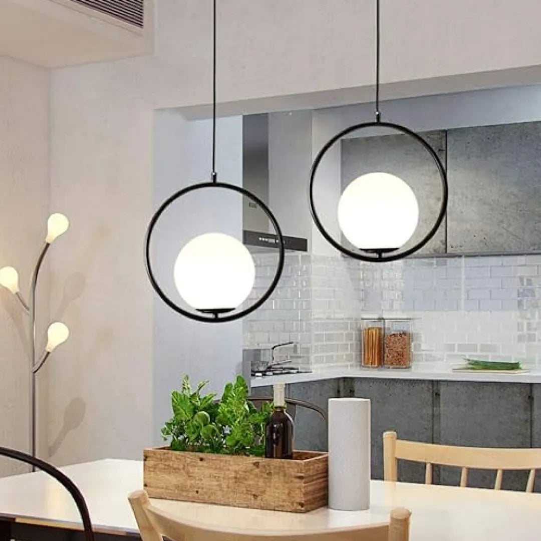 B&B Spherical Metal & Glass Hanging Light