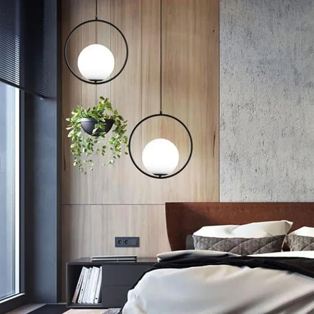 B&B Spherical Metal & Glass Hanging Light
