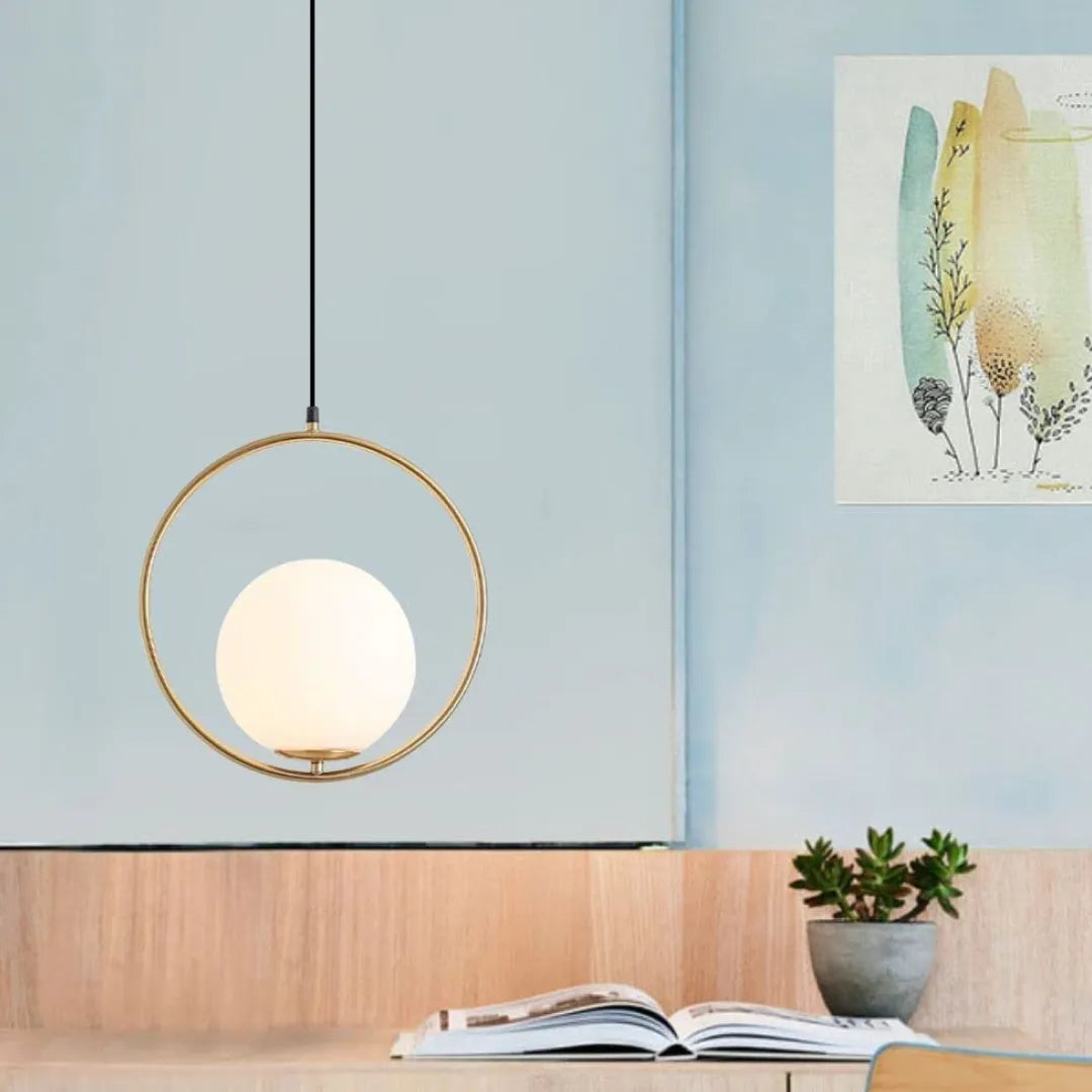B&B Spherical Metal & Glass Hanging Light