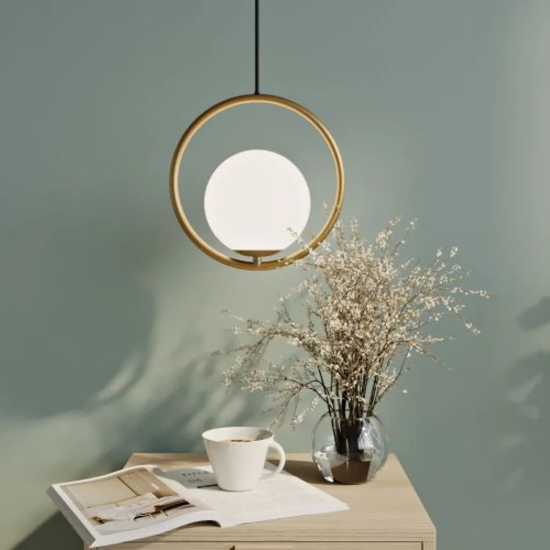 B&B Spherical Metal & Glass Hanging Light