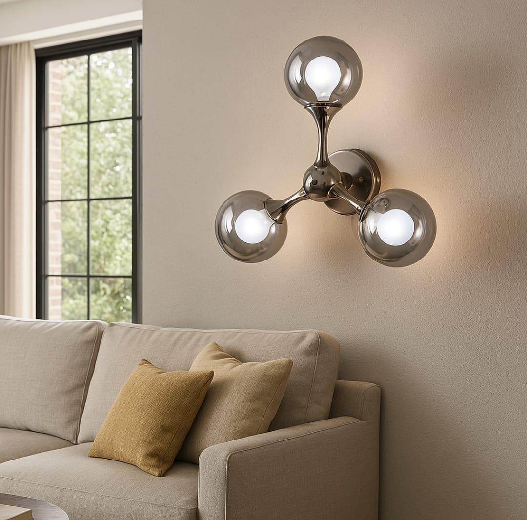 Original supplier illustration of SR1079 smoke-glass wall sconce; room scale and installation clearance are not verified