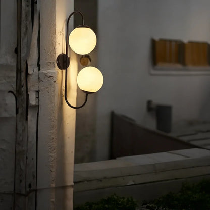 B&B S-Shape Dual Globe Glass Metal Wall Lamp (Black Edition) - Bliss and Birch